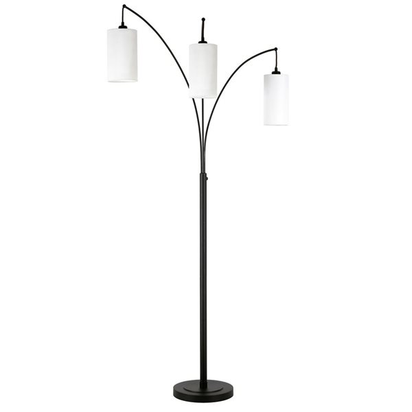 Hailey Home Aspen 83-in H Black 3-Light Multi-Head Floor Lamp w/ White Fabric Shades