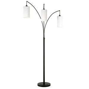 Hailey Home Aspen 83-in H Black 3-Light Multi-Head Floor Lamp w/ White Fabric Shades