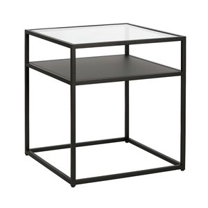 Table d'appoint carrée Ada de Hailey Home noir avec surface en verre