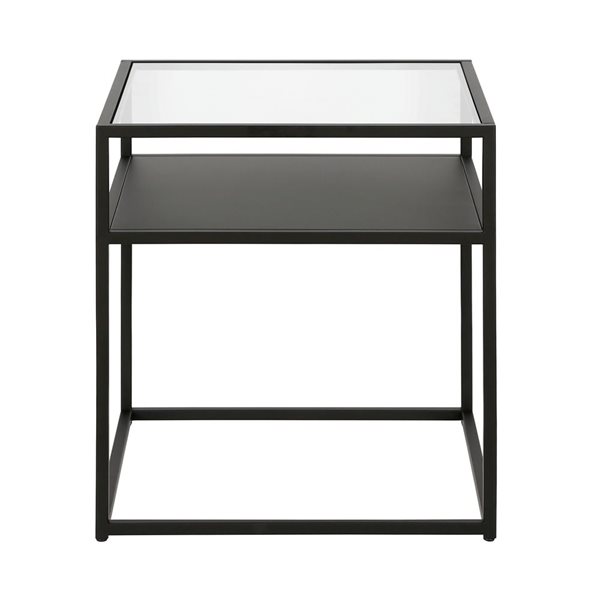 Hailey Home Ada Black Glass Square End Table