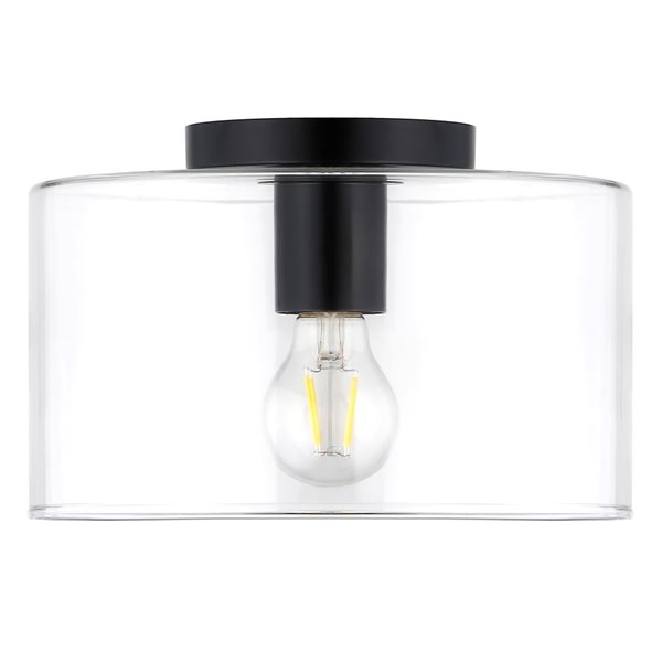 Hailey Home Henri 10-in W Black Flush Mount Light w/ Clear Glass Shade