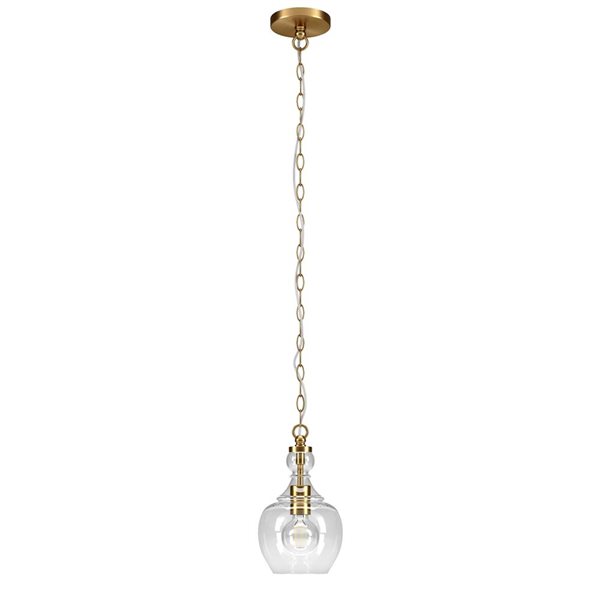 Luminaire suspendu Verona Hailey Home 7 po l. laiton avec abat-jour en verre transparent