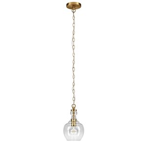 Luminaire suspendu Verona Hailey Home 7 po l. laiton avec abat-jour en verre transparent