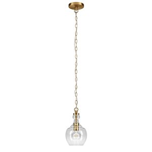 Hailey Home Verona 7-in W Brushed Brass Pendant Ceiling Light w/ Clear Glass Shade