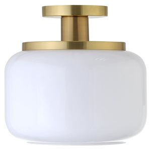 Hailey Home Tatum 11-in W Brass Semi Flush Mount Light w/ Frosted Glass Shade