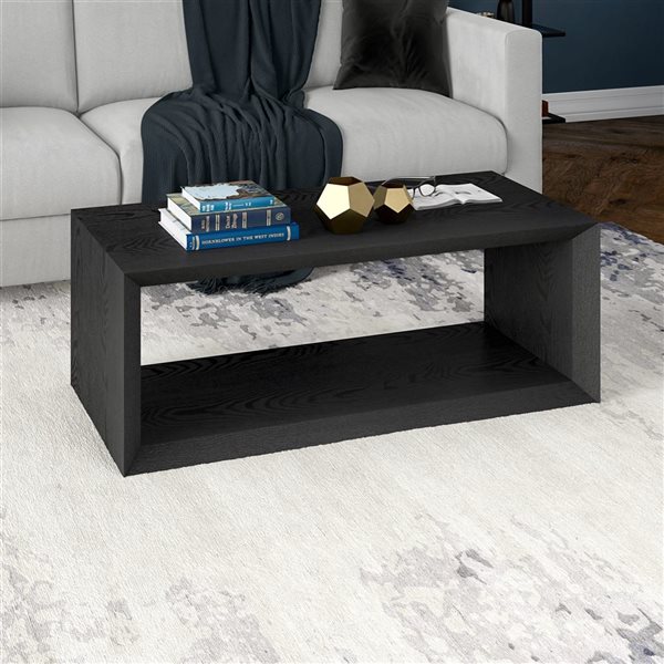 Hailey Home Osmond Black Grain Composite Coffee Table