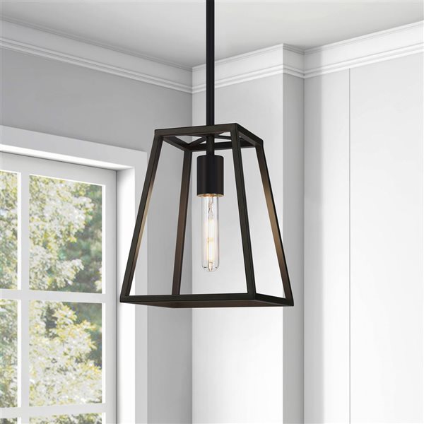 Hailey Home Rhom 8-in W Black Open-Framed Pendant Ceiling Light