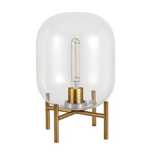 Lampe de table Edison de Hailey Home 15,38 po h. laiton avec abat-jour en forme de globe en verre clair