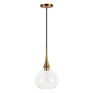 Luminaire suspendu Ida Hailey Home 9,5 po l. laiton avec abat-jour en verre transparent