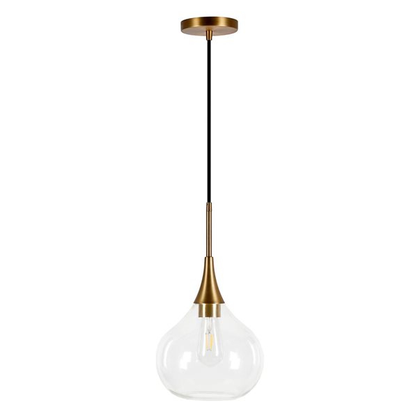 Hailey Home Ida 9.5-in W Brass Pendant Ceiling Light w/ Clear Glass Shade