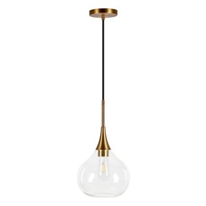 Hailey Home Ida 9.5-in W Brass Pendant Ceiling Light w/ Clear Glass Shade