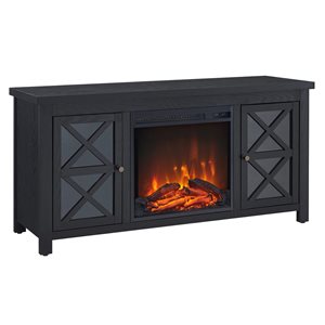 Hailey Home Colton Black TV Stand for TVs up to 55-in w/ Log Fireplace