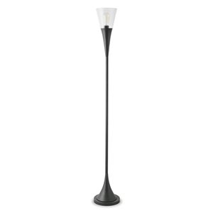 Hailey Home Moura 71-in H Black Torchiere Floor Lamp w/ Seeded Glass Shade