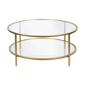 Hailey Home Sivil Brass Round Glass Coffee Table