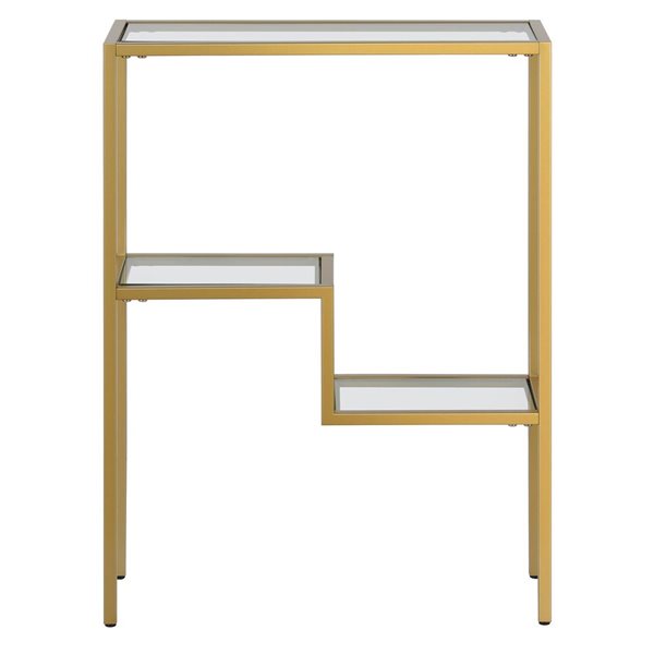 Hailey Home Lovett 22-in W Brass Metal Modern Console Table w/ Glass Shelves