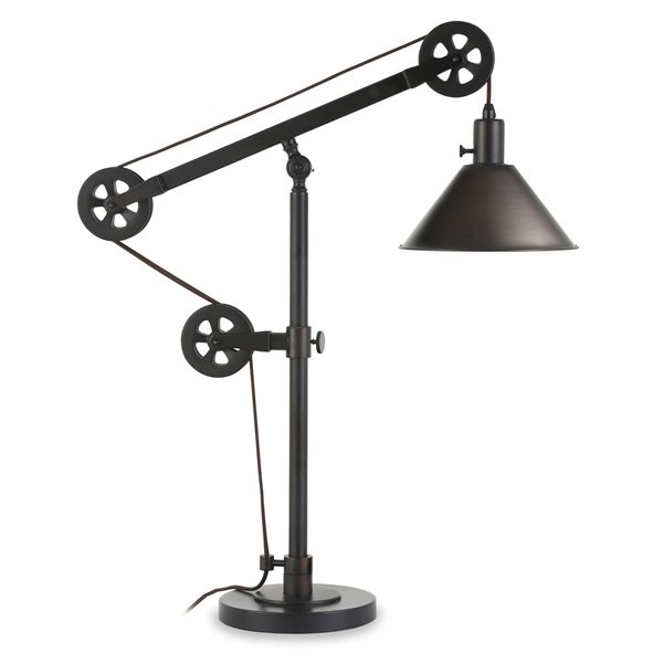 Hailey Home Descartes 29-in H Blackened Bronze Pulley System Table Lamp with Metal Shade