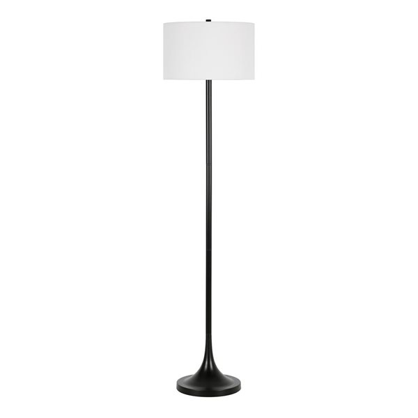 Hailey Home Josephine 62-in H Black Floor Lamp w/ White Fabric Shade