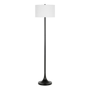 Hailey Home Josephine 62-in H Black Floor Lamp w/ White Fabric Shade