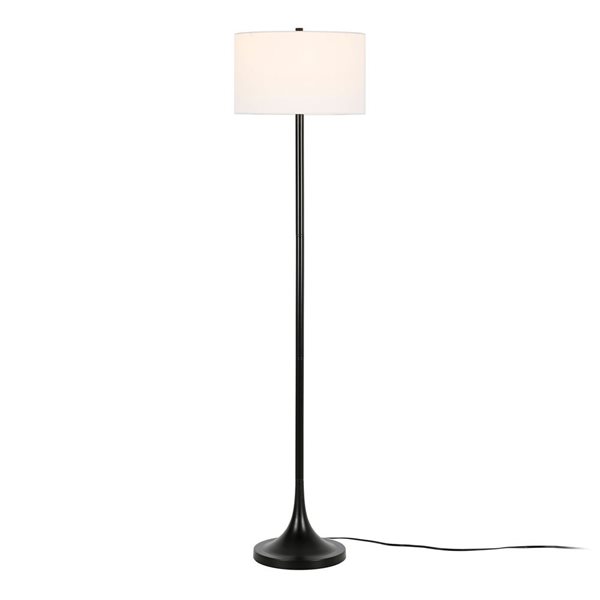 Hailey Home Josephine 62-in H Black Floor Lamp w/ White Fabric Shade