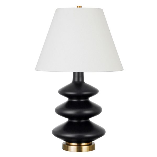 Lampe de table Carleta de Hailey Home 26,5 po h. noir en forme de courge triple avec abat-jour en tissu blanc