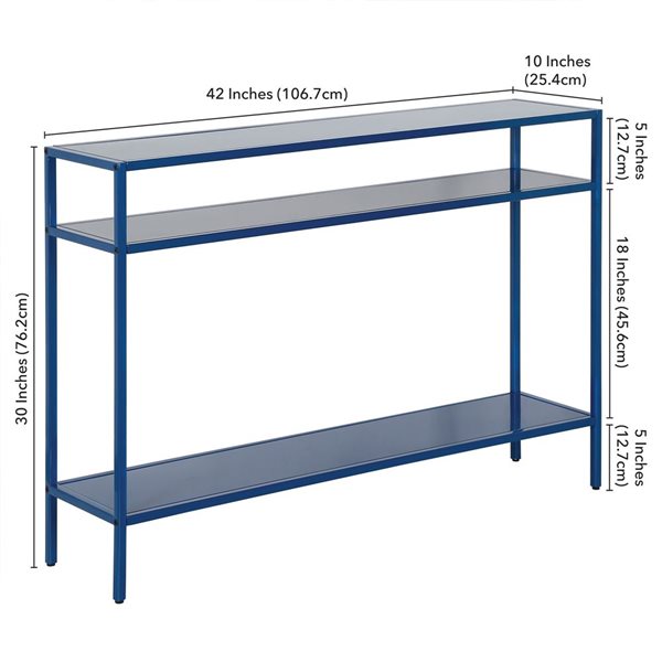 Hailey Home Ricardo 42-in W 3-Tier Mykonos Blue Metal Modern Console Table w/ Metal Shelves