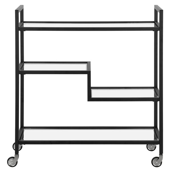 Hailey Home Lovett 33 W X 14 D x 36-in H 3-Tier Blackened Bronze Metal Bar Cart w/ Glass Shelves and Wheels