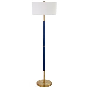 Hailey Home Simone 61-in H Blue and Black 2-Light Floor Lamp w/ White Fabric Shade