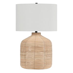 Hailey Home Jolina 27-in H Natural Rattan Table Lamp with Fabric Shade