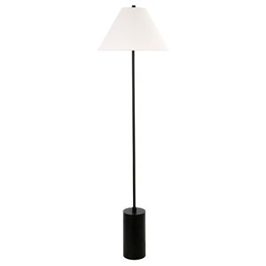 Hailey Home Somerset 64-in H Black Floor Lamp w/ Empire White Fabric Shade