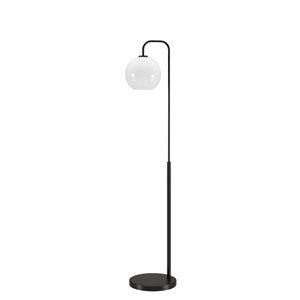 Hailey Home Harrison 62-in H Black Arc Floor Lamp w/ White Glass Shade