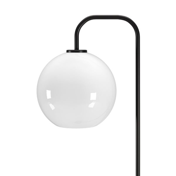 Hailey Home Harrison 62-in H Black Arc Floor Lamp w/ White Glass Shade