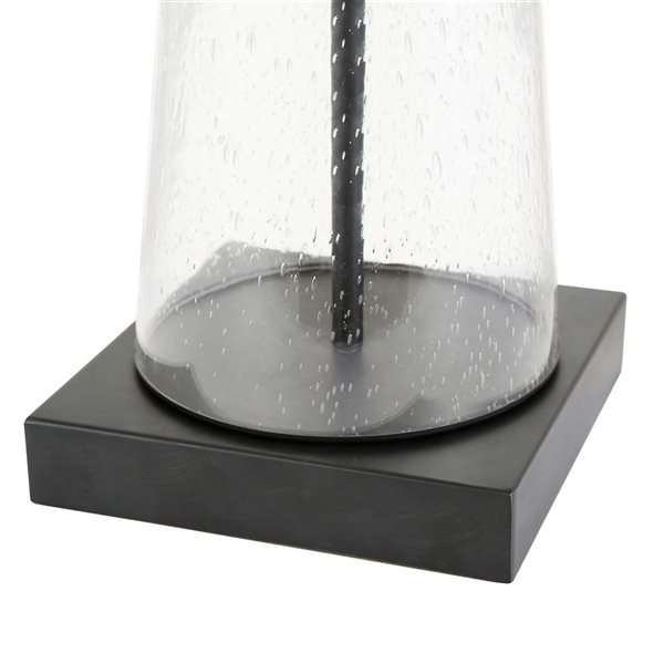 Lampe de table Dax de Hailey Home 27,5 po h. base verre bullé et bronze noirci avec abat-jour en lin