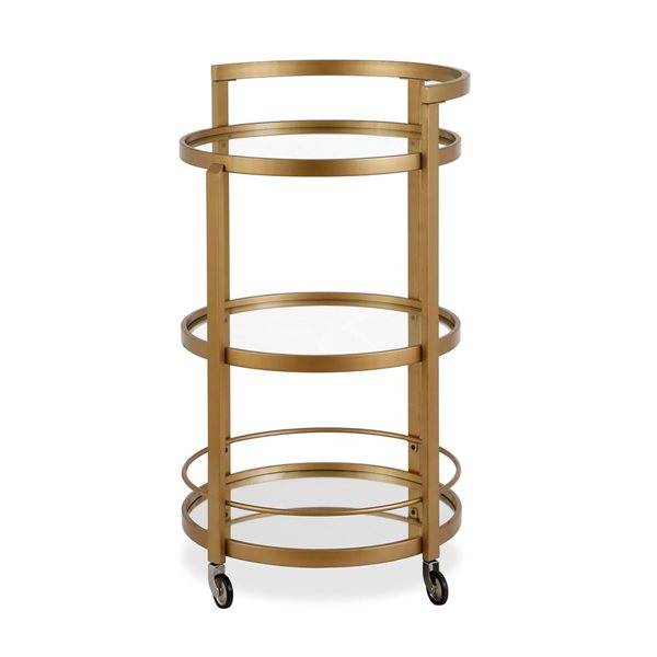 Hailey Home Hause 36 H x 21-in dia 3-Tier Brass Metal Round Bar Cart w/ Wheels