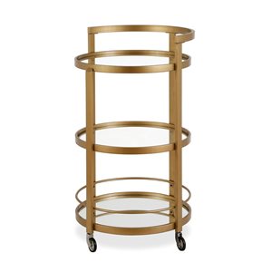 Hailey Home Hause 36 H x 21-in dia 3-Tier Brass Metal Round Bar Cart w/ Wheels