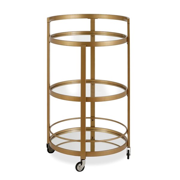 Hailey Home Hause 36 H x 21-in dia 3-Tier Brass Metal Round Bar Cart w/ Wheels