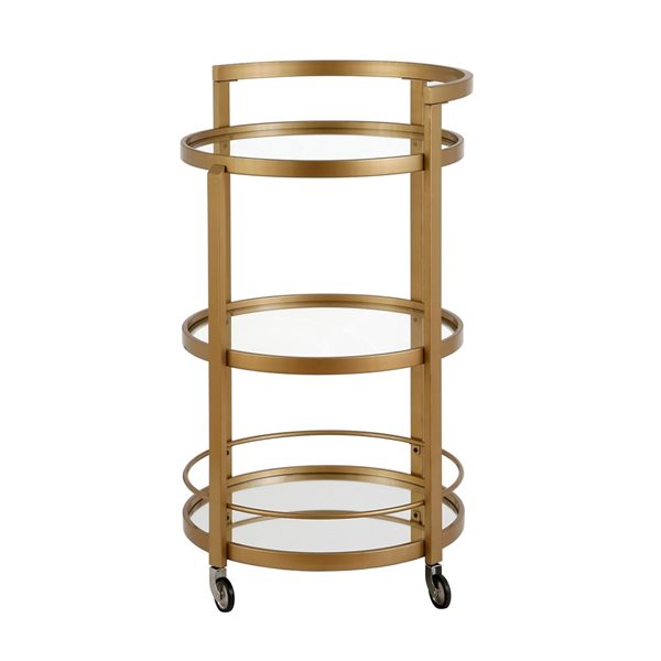 Hailey Home Hause 36 H x 21-in dia 3-Tier Brass Metal Round Bar Cart w/ Wheels