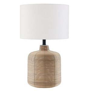 Lampe de table Jolina de Hailey Home 20,5 po h. rotin naturel avec abat-jour en tissu