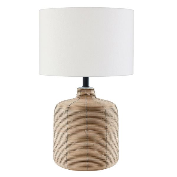 Hailey Home Jolina 20.5-in H Natural Rattan Table Lamp with Fabric Shade