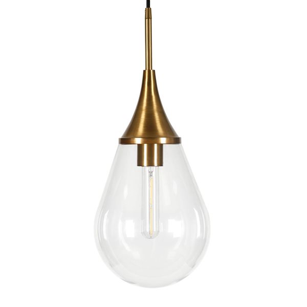 Hailey Home Ambrose 7.6-in W Brass Pendant Ceiling Light w/ Clear Glass Shade