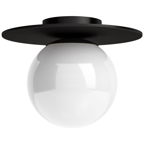 Hailey Home Amma 12-in W Black Flush Mount Light w/ Frosted Glass Shade