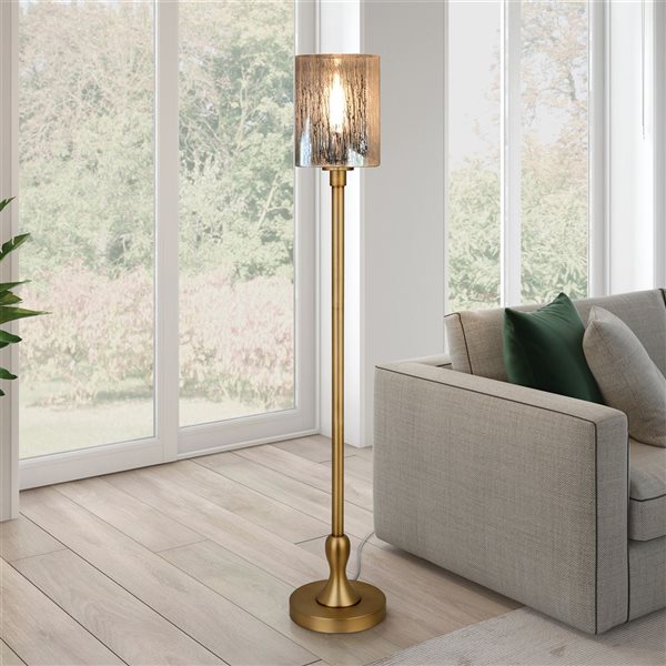 Hailey Home Numit 68-in H Brass Floor Lamp w/ Mercury Glass Shade