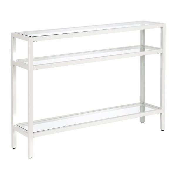 Hailey Home Sivil 42-in W 3-Tier White Metal Modern Console Table w/ Glass Shelves