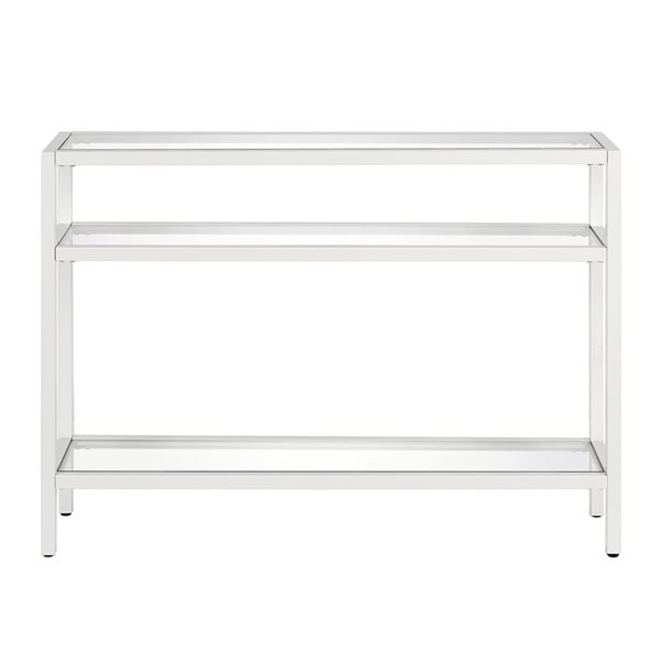 Hailey Home Sivil 42-in W 3-Tier White Metal Modern Console Table w/ Glass Shelves