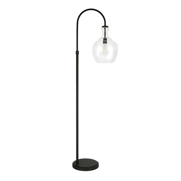 Hailey Home Verona 70-in H Black Arc Floor Lamp w/ Clear Glass Shade