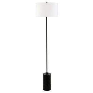 Hailey Home Somerset 64-in H Black Floor Lamp w/ White Fabric Shade