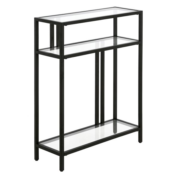 Hailey Home Cortland 22 W x 29.5-in H Blackened Bronze Metal Industrial Console Table w/ Glass Shelves