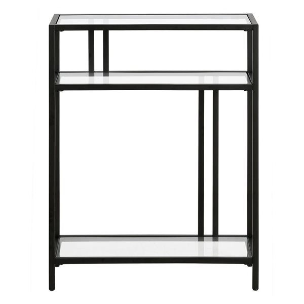 Hailey Home Cortland 22 W x 29.5-in H Blackened Bronze Metal Industrial Console Table w/ Glass Shelves