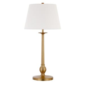 Lampe de table Wilmer de Hailey Home 28 po h. laiton avec abat-jour en tissu blanc