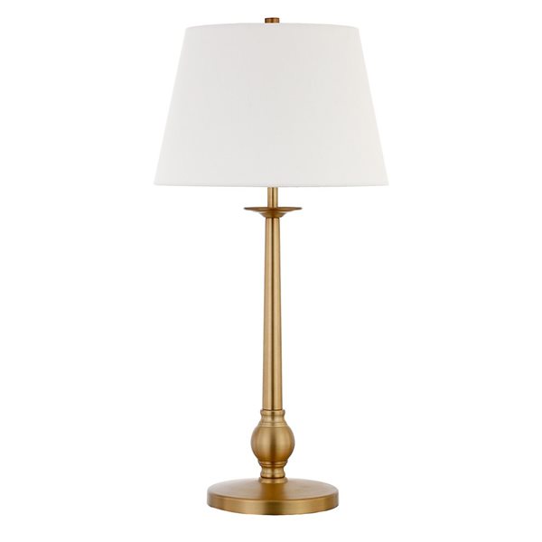 Hailey Home Wilmer 28-in H Brass Table Lamp with White Fabric Shade