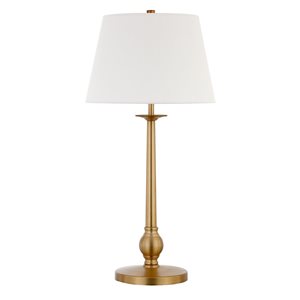 Hailey Home Wilmer 28-in H Brass Table Lamp with White Fabric Shade